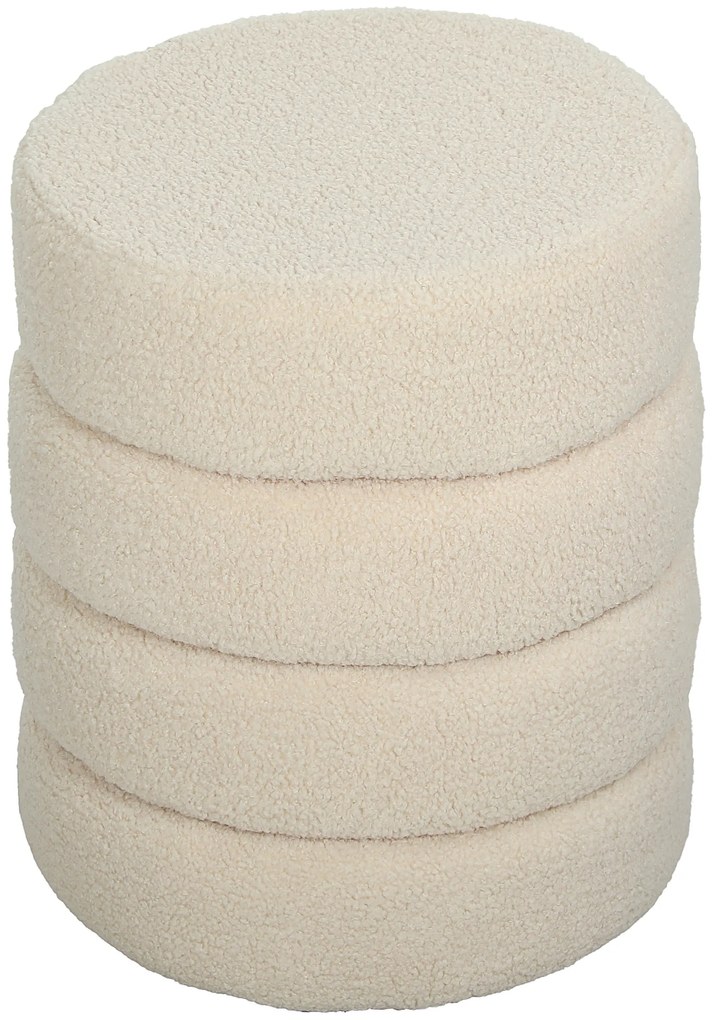 HOMCOM Taburet, rotund, teddy-fleece, până la 120kg, Φ40x45H cm, Bej | Aosom Romania