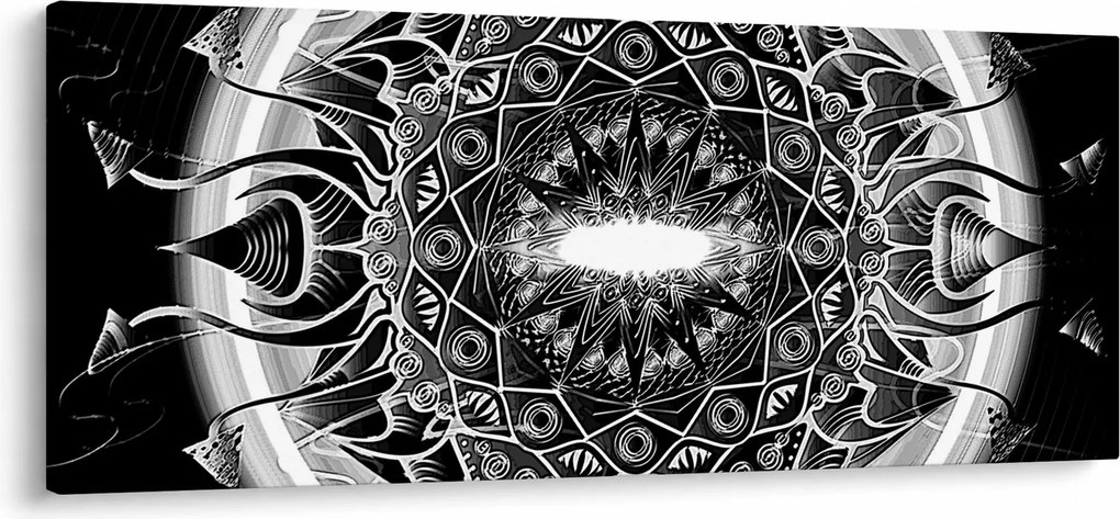 Tablou cu ornamente alb negre (120x50 cm)