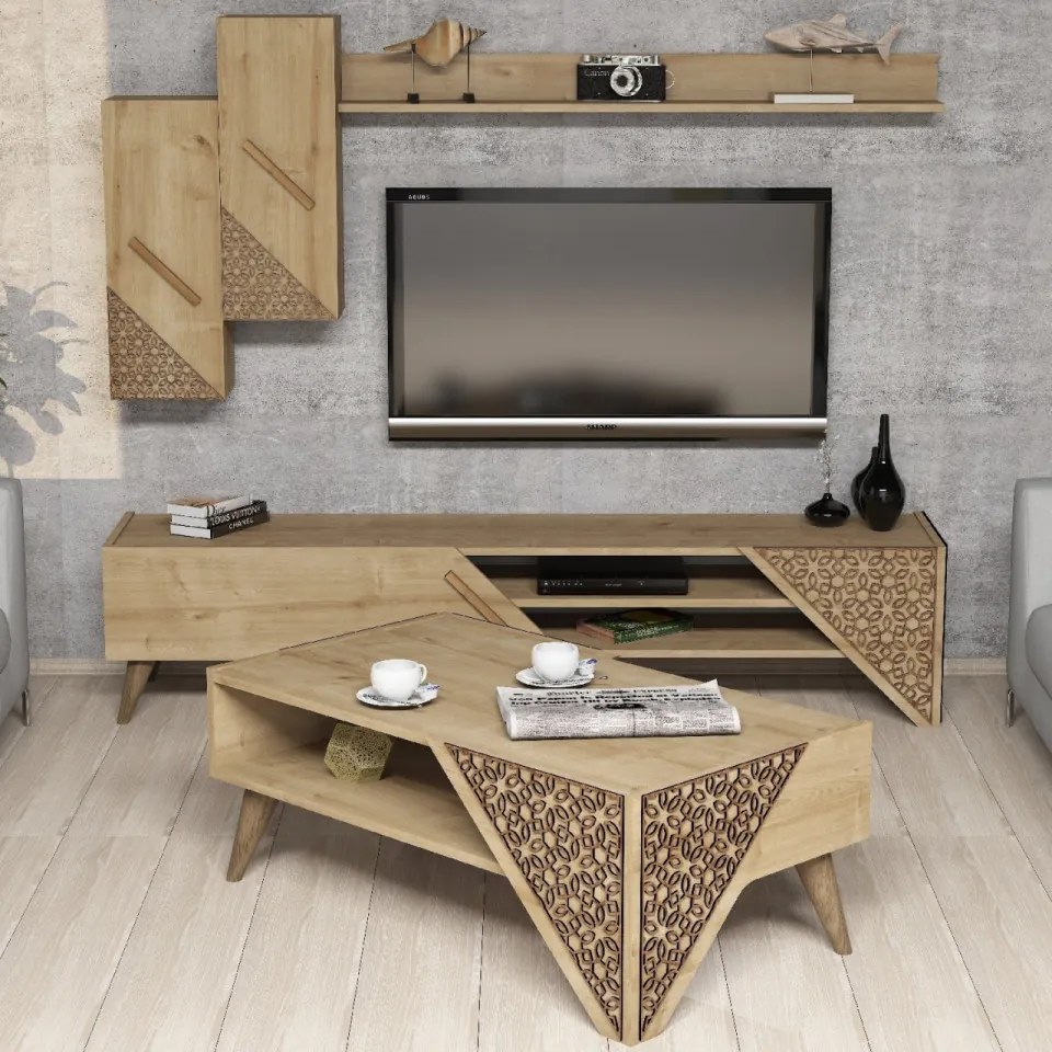 Set Comoda si Masuta de Cafea Beril, Stejar