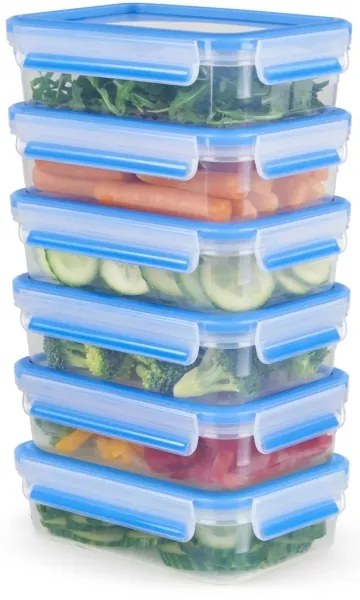 SET 6x caserolă Tefal 0,8 l MASTER SEAL FRESH albastru