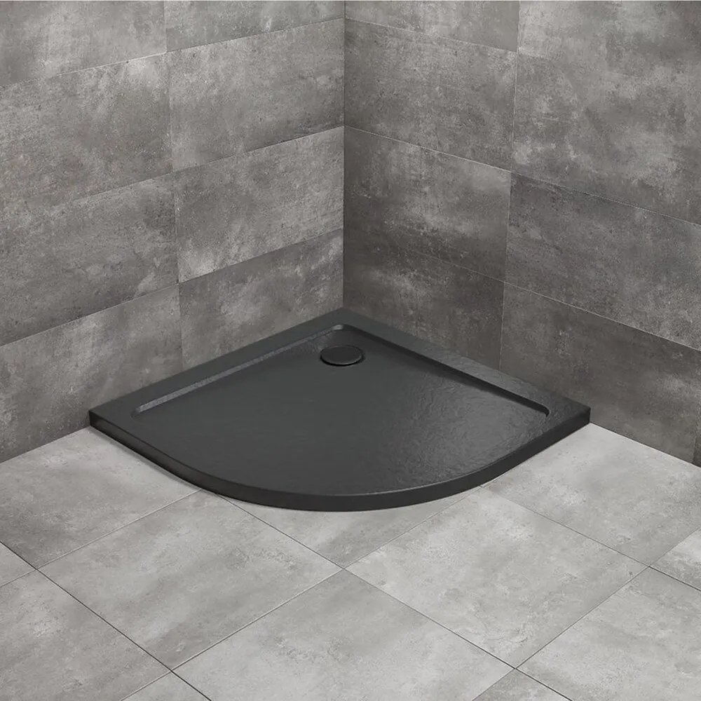 Cadita dus semirotunda Radaway Doros A Stone 90x90 cm acril negru