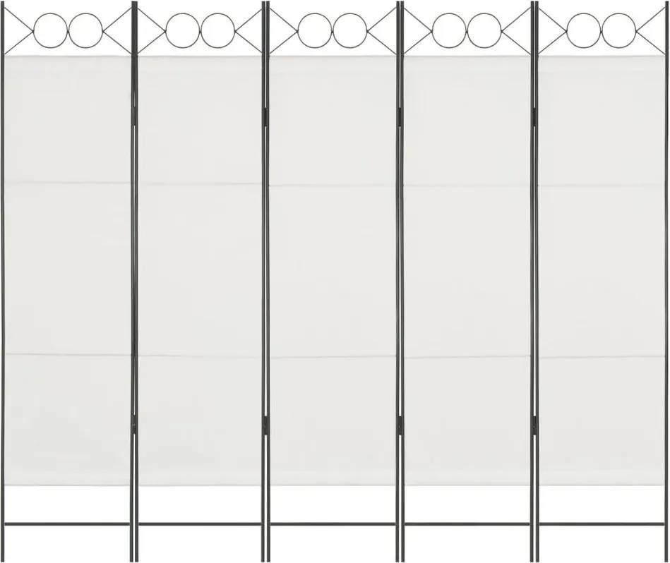Paravan de cameră cu 5 panouri, alb, 200 x 180 cm