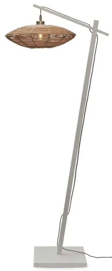 Lampadar eco din bambus cu ratan Tanami S white/disc, nat