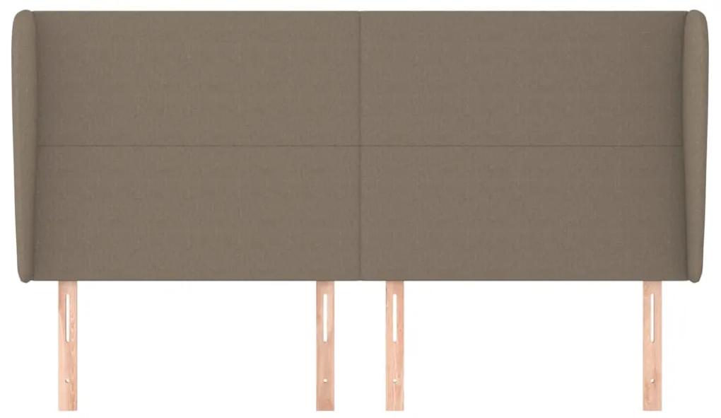 Tablie de pat cu aripioare gri taupe 163x23x118 128 cm textil 1, Gri taupe, 163 x 23 x 118 128 cm