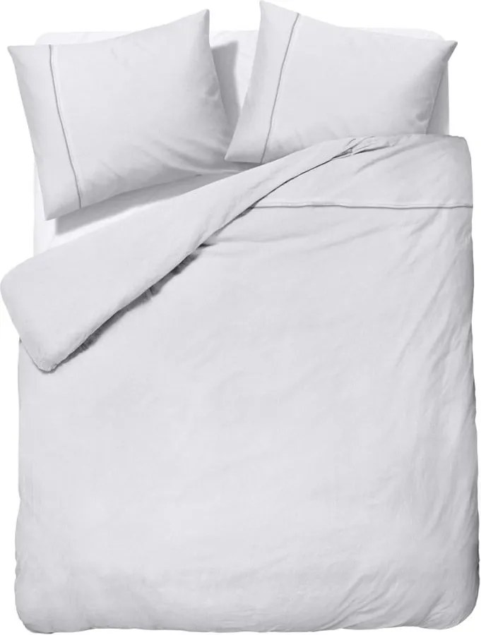 Lenjerie de pat dublu, din micropercal Sleeptime Zensation Monte Carlo, 200 x 220 cm, alb