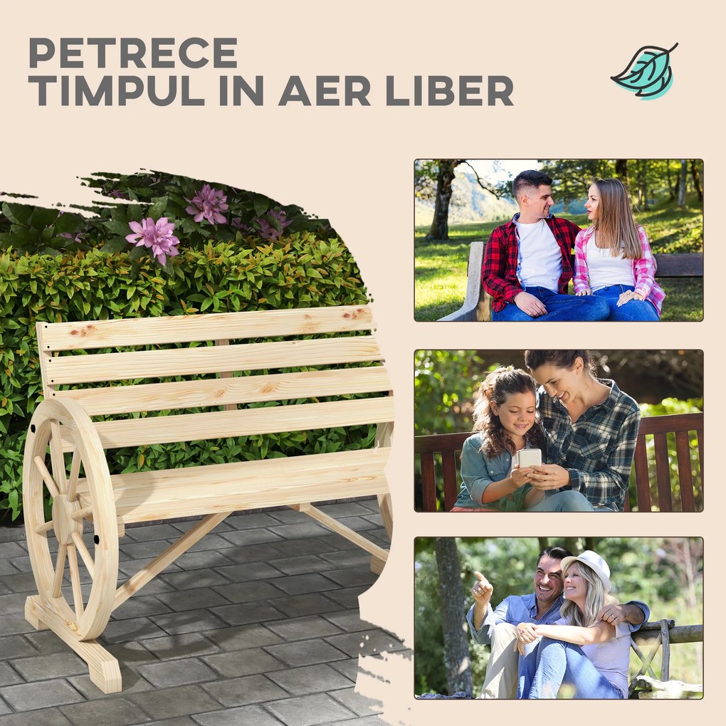 Outsunny Banca Country Fonta 127×60×85 cm – 2‑locuri cu Cotiere Rotative Neagra | Aosom Romania