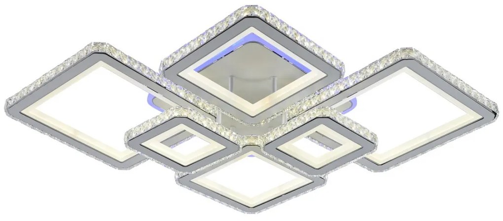 Lustra LED Cu Telecomanda, Elit's Cristal, 4-2 Patrate, Alb, 292 W, RGB
