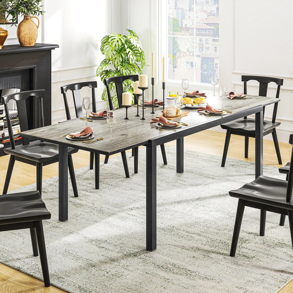 Outsunny Masă de Grădină Extensibilă de 160-240 cm pentru 6-8 Persoane Rectangulară din Oțel și Aluminiu, Efect Lemn | Aosom Romania