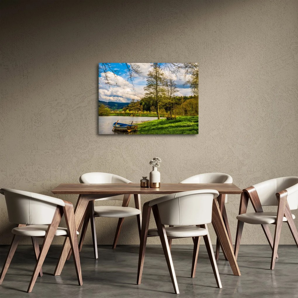 Tablou - Barcă pe lac (70x50 cm)
