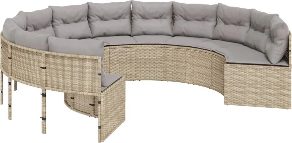 vidaXL Canapea de grădină cu perne, rotundă, bej, poliratan