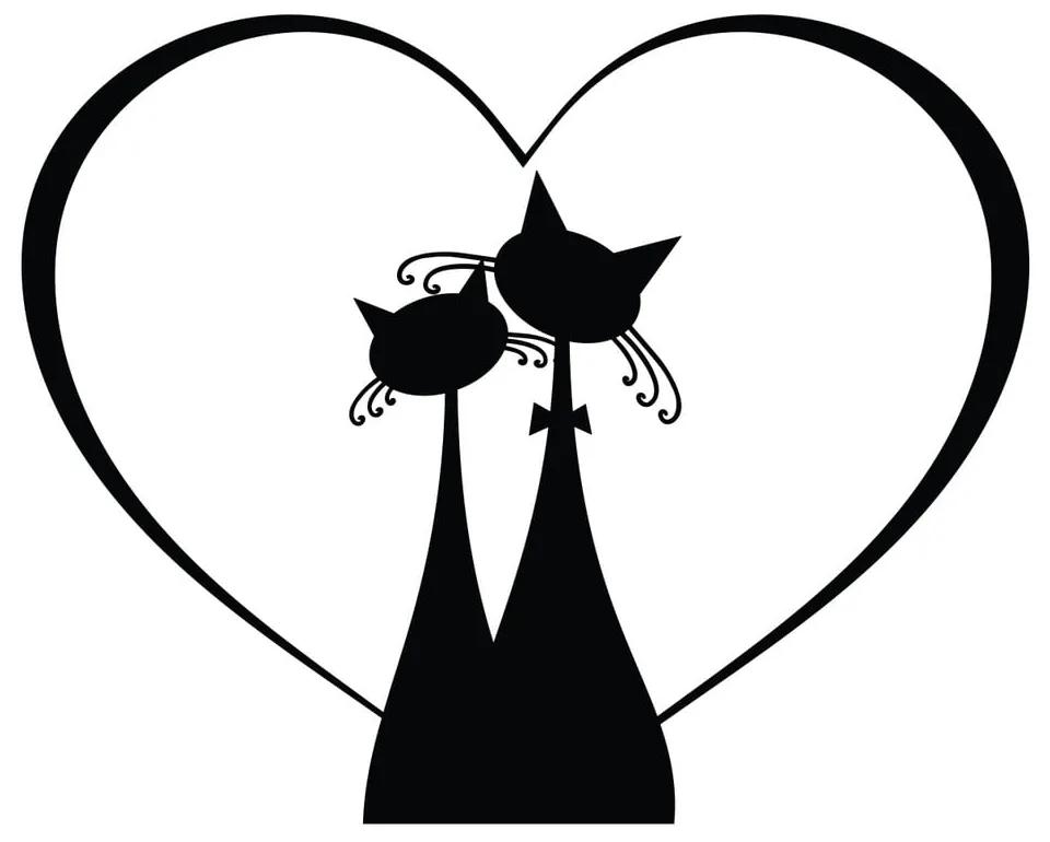 Autocolant pentru întrerupător Ambiance Cat Couple, negru