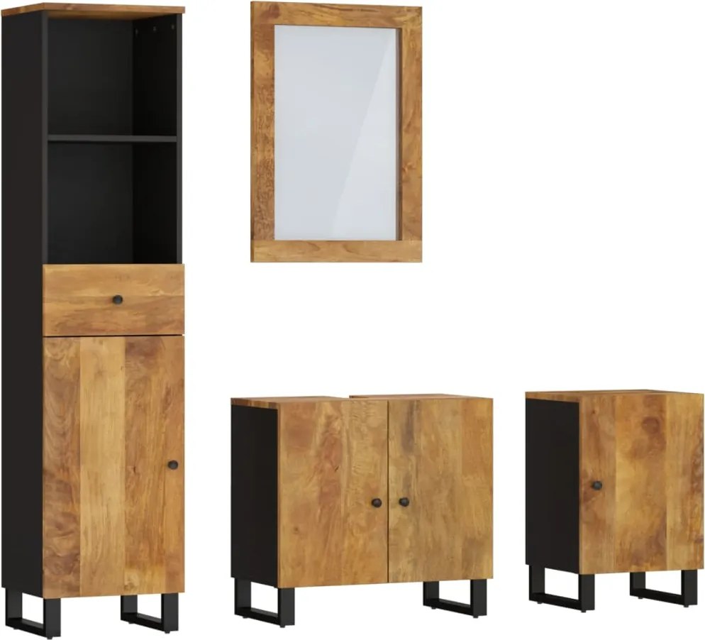 vidaXL Set mobilier de baie, 4 piese, lemn masiv de mango