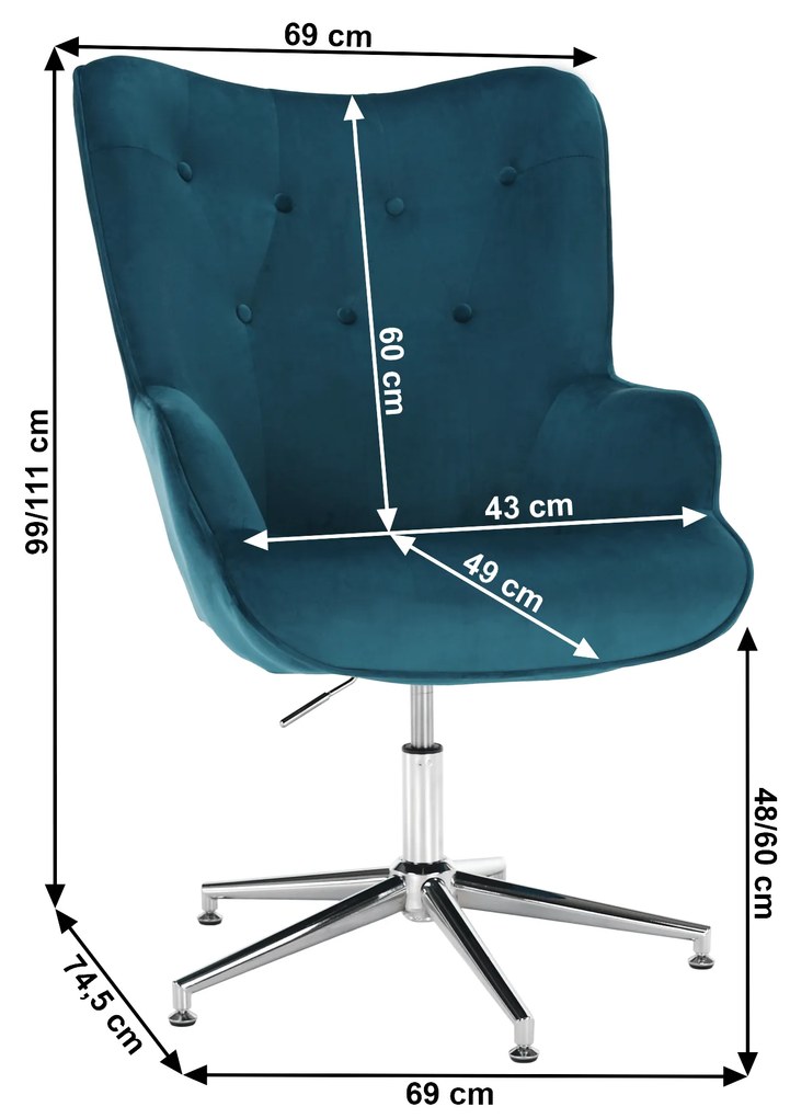 Fotoliu de design, ţesătură catifea crom, MARLOV