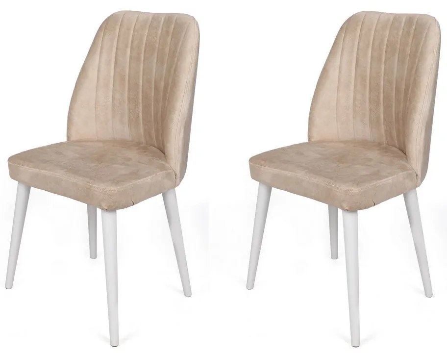 Set de scaune de sufragerie Alfa Beige and White, 2 buc.