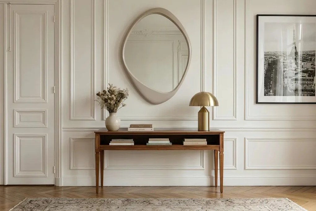 Oglinda de perete decorativa ORGANIC 90cm greige