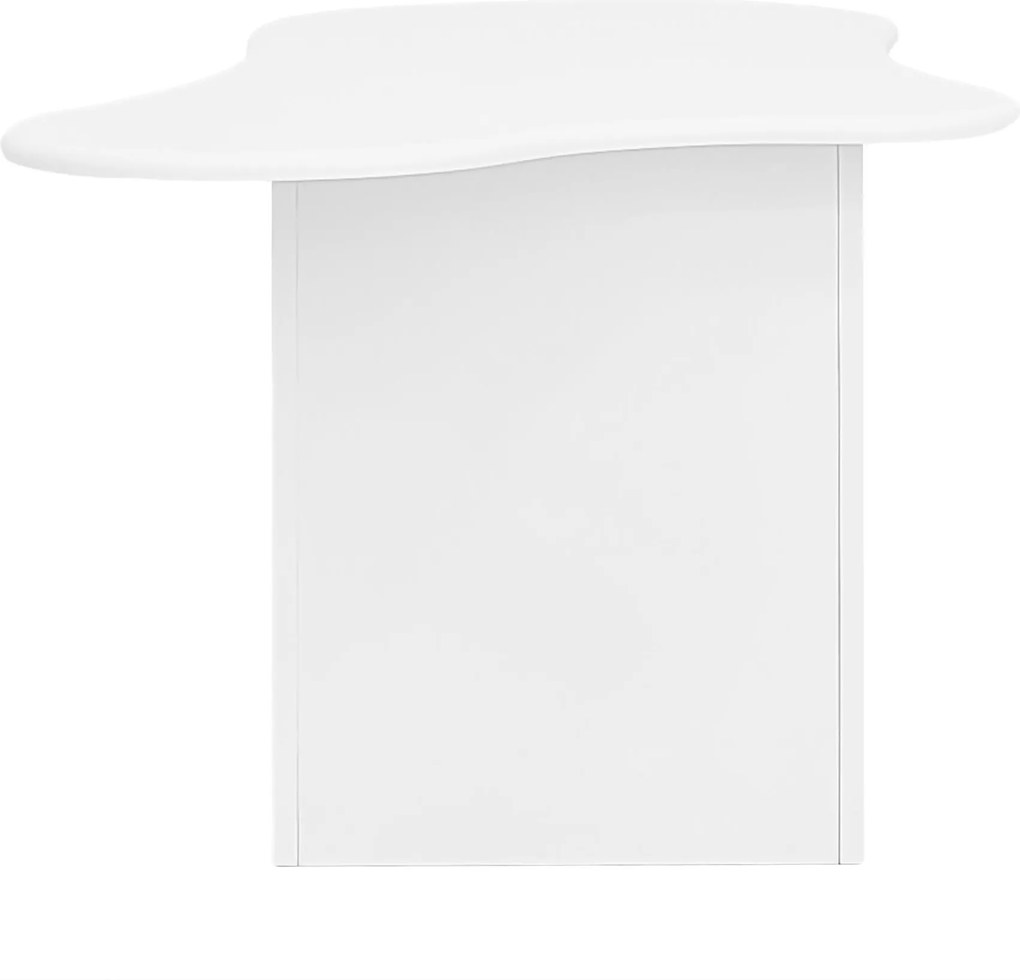 Masă de cafea cu sertare, masă de cafea în formă de nor cu spații de depozitare deschise, 97x45x43,5 cm, Alb