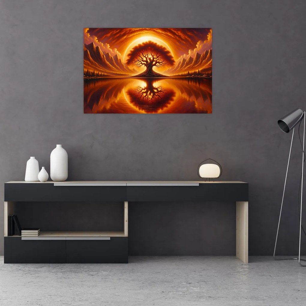 Tablou – Arbore în soare sângeriu (90x60 cm)