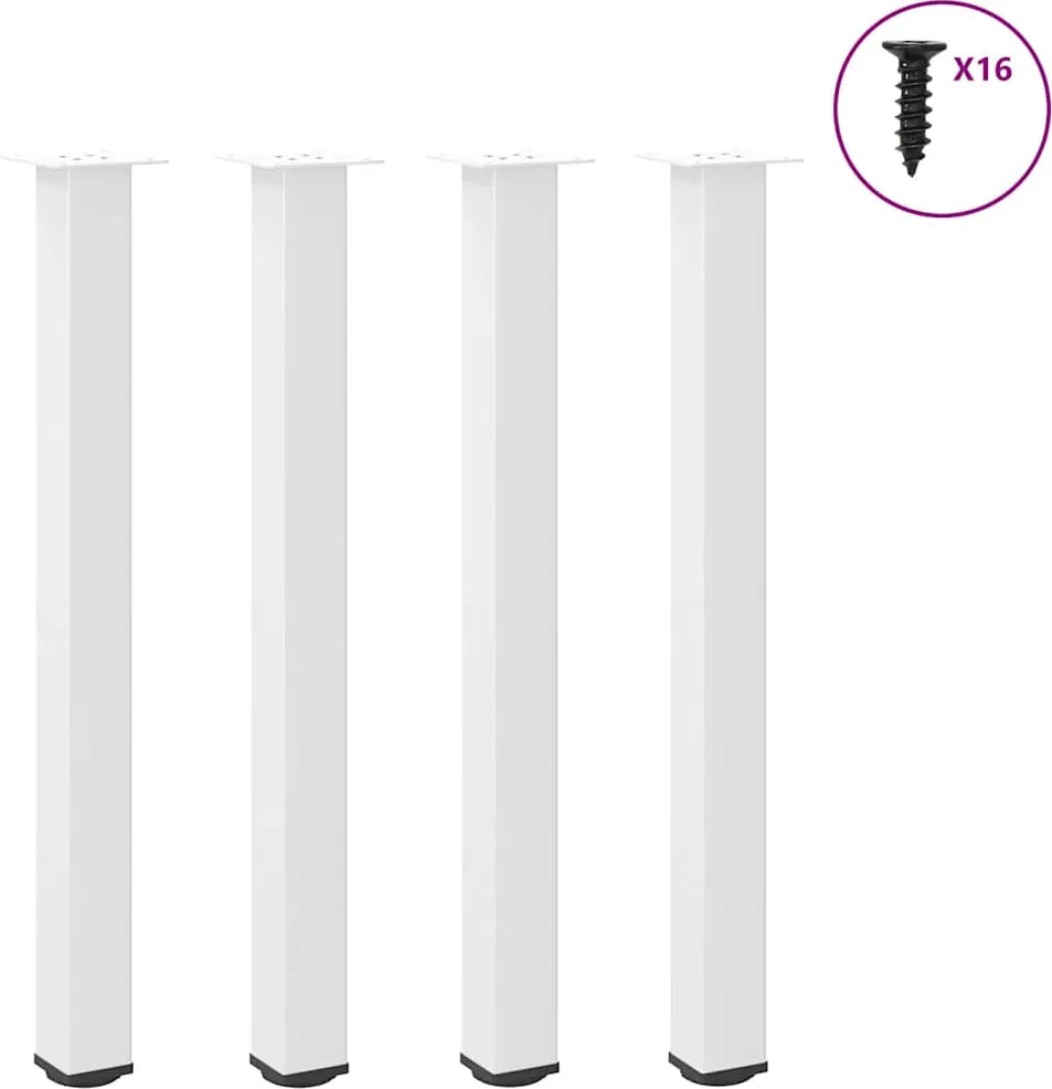 vidaXL Picioare de masă de bar, 4 buc., alb, 90-92 cm, oțel