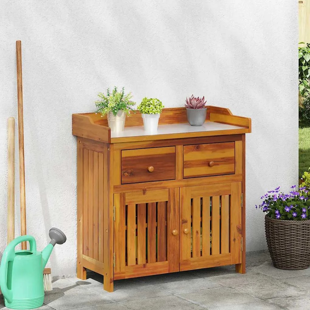 vidaXL Dulap de grădină Maro 78 x 36.5 x 78 cm Lemn masiv de acacia