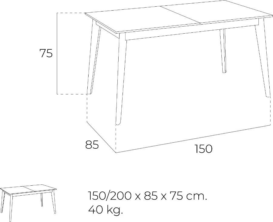 Masa extensibila Walnut, 150-200x85cm AC-DT706
