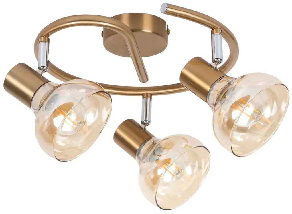 Lustra aplicata design modern Holly 3L auriu/amber