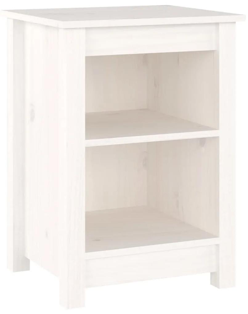 Noptiera, alb, 40x35x55 cm, lemn masiv de pin 1, Alb