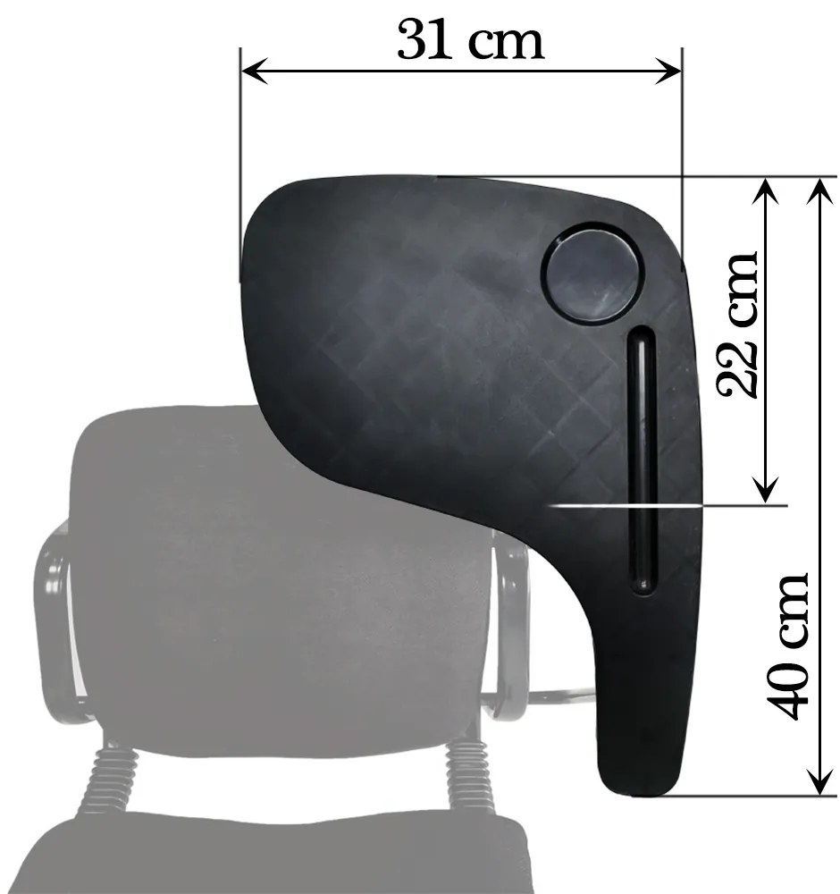 Scaun conferință negru HRC 606 cu măsuță rabatabilă și cadru metalic