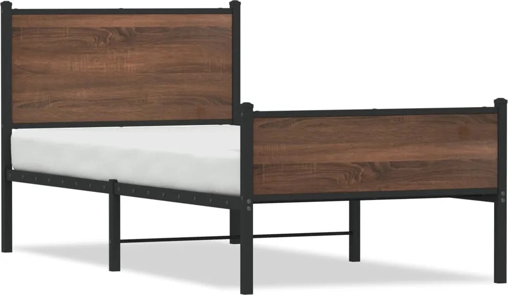 vidaXL Cadru pat metalic fără saltea stejar maro 80x200 cm