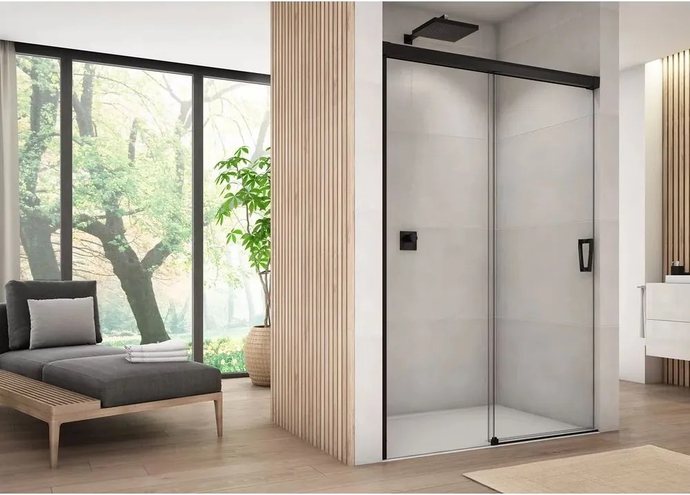 Usa de dus glisanta cu segment fix negru mat SanSwiss Cadura CAS2 140 cm dreapta