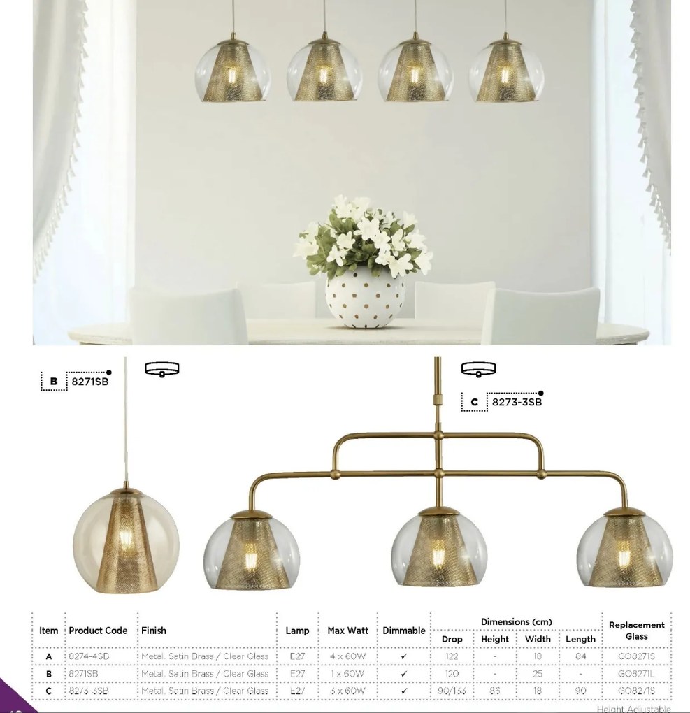 Lustra cu 4 pendule design modern Conio 8274-4SB SRT
