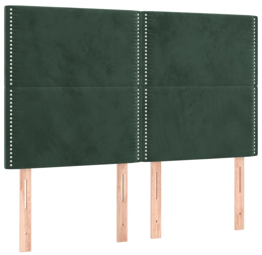 Tablii de pat, 4 buc, verde inchis, 72x5x78 88 cm, catifea 4, Verde inchis, 144 x 5 x 118 128 cm