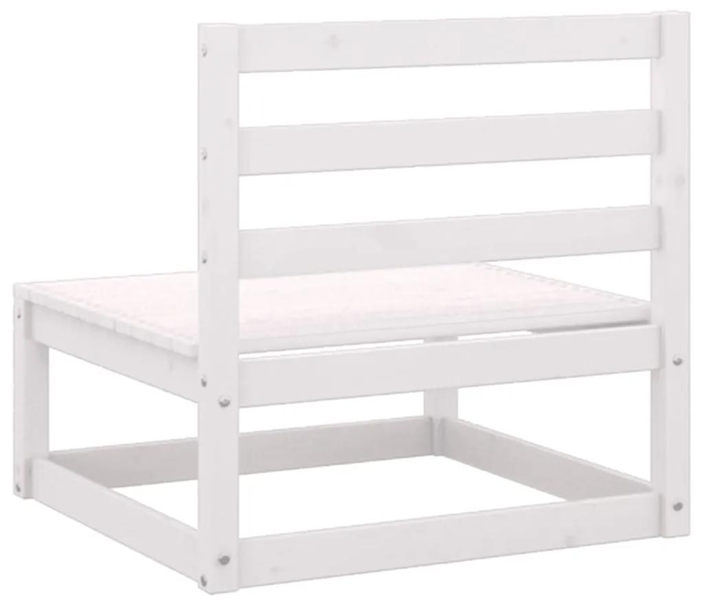 Canapea de mijloc pentru gradina, alb, lemn masiv de pin Alb, canapea de mijloc, 1