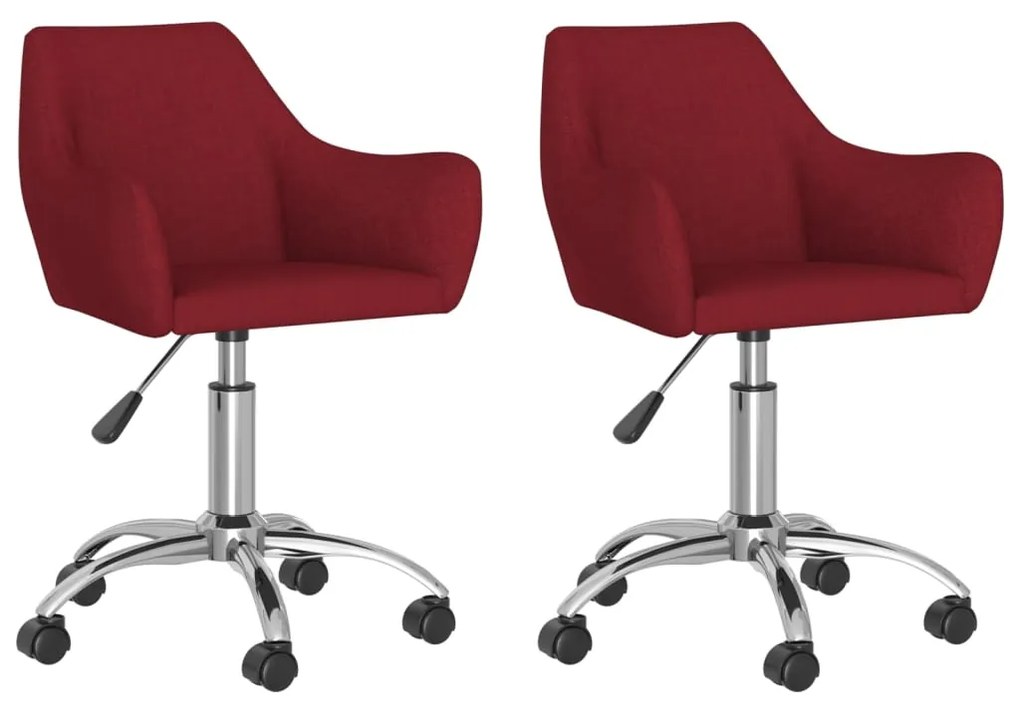 330946 vidaXL Scaune de bucătărie pivotante, 2 buc., roșu vin, textil