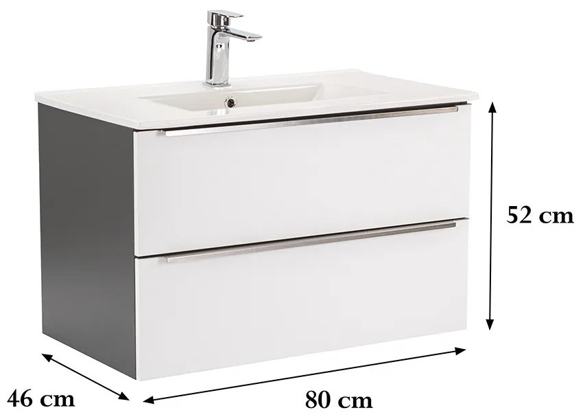 Dulap inferior Vario Trim 80 cu lavoar antracit-alb