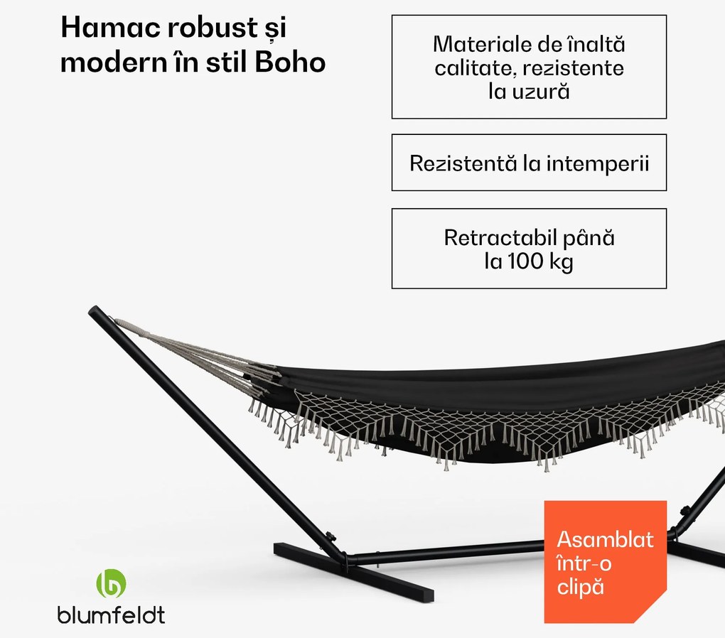 Hamac SwayStation Boho, 320 x 116 cm, rezistent la intemperii, rezistent la rugină