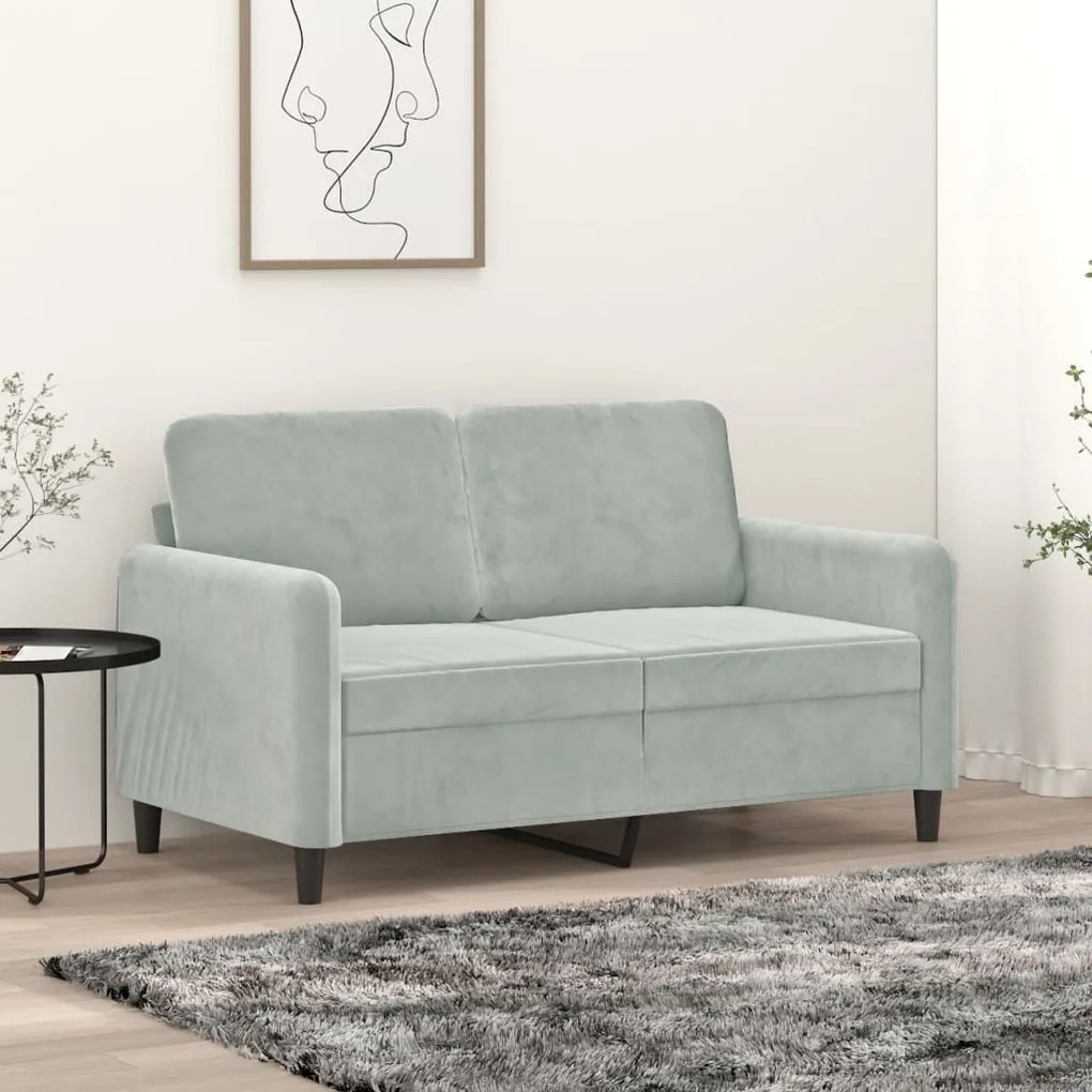 vidaXL Canapea cu 2 locuri, gri deschis, 120 cm, catifea
