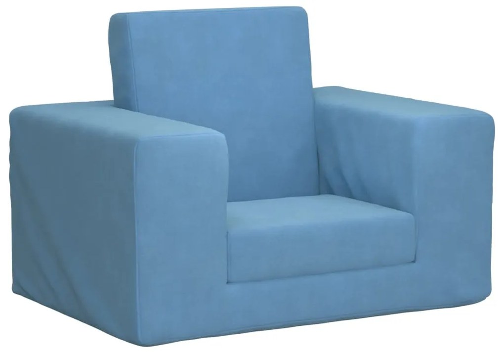 341825 vidaXL Canapea extensibilă pentru copii, albastru, pluș moale