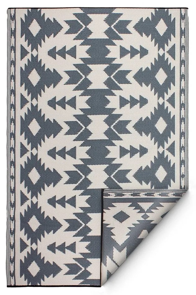 Covor reversibil potrivit pentru exterior, din plastic reciclat Fab Hab Miramar Gray, 90 x 150 cm, gri