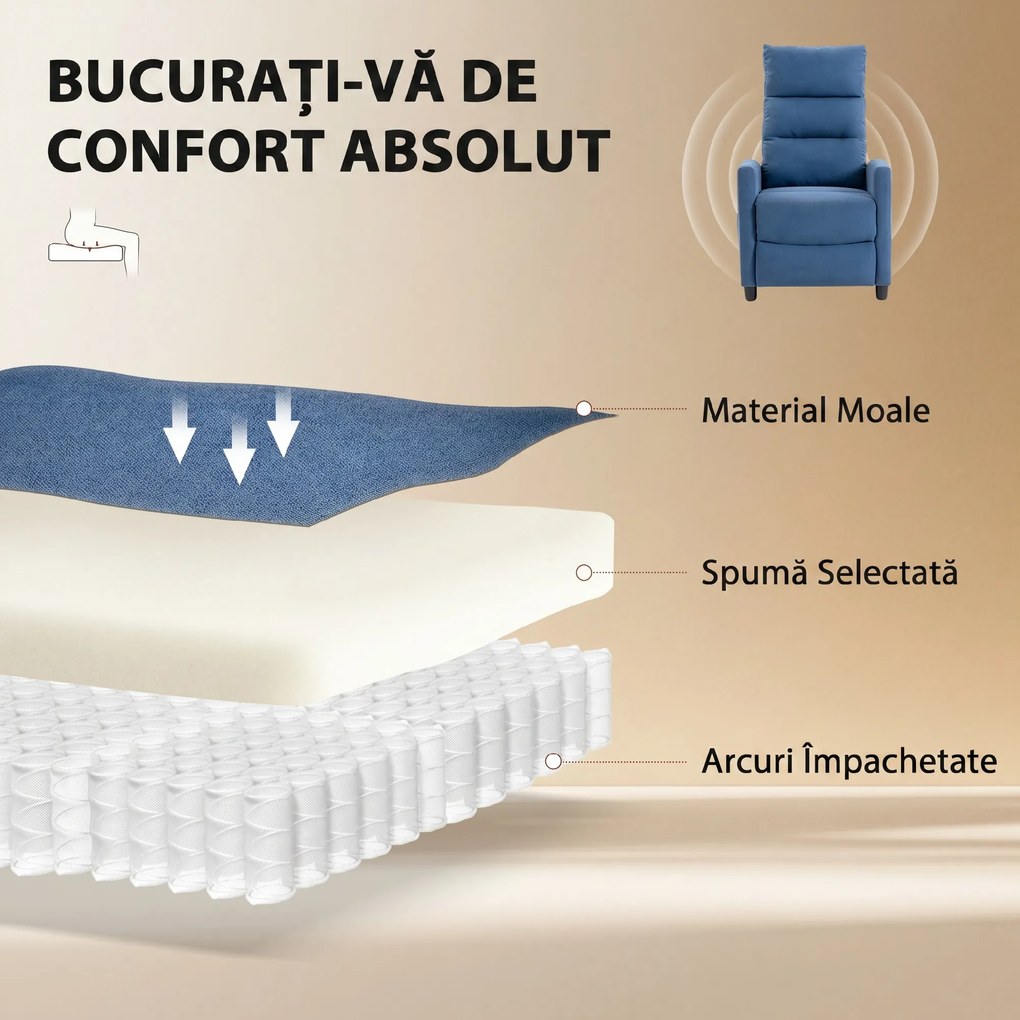 HOMCOM Fotoliu Masant Reclinabil 160°, Chenille cu Suport pentru Picioare și Telecomandă, Albastru Închis | Aosom Romania