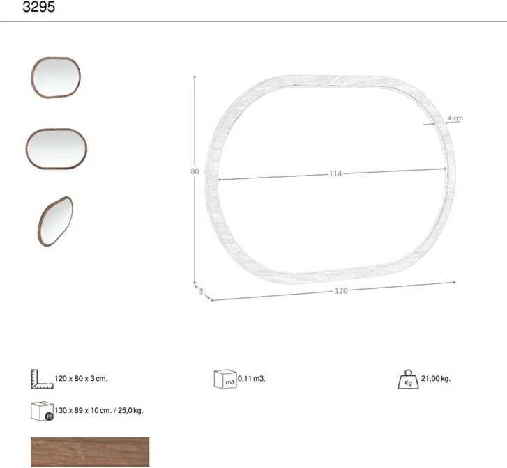 Oglinda decorativa design LUX Oval Walnut
