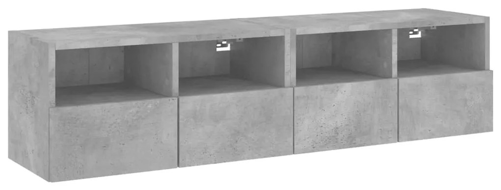 836861 vidaXL Comode TV de perete, 2 buc., gri beton, 60x30x30 cm, lemn