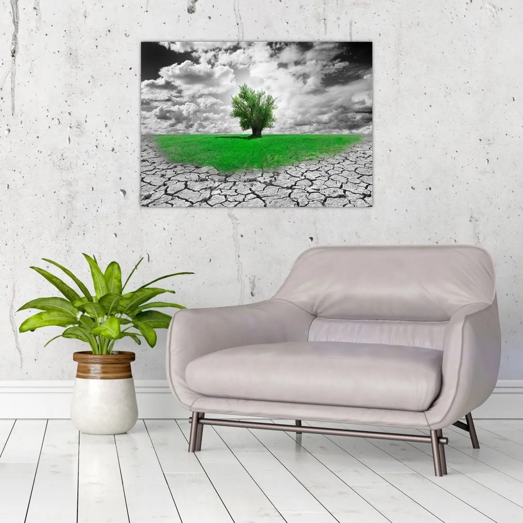 Tablou pe sticlă - O bucată de natură în oraș (70x50 cm)