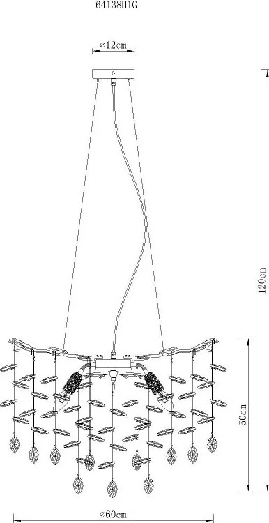 Lustra suspendata metal auriu mat, cristale de sticla QUEENA