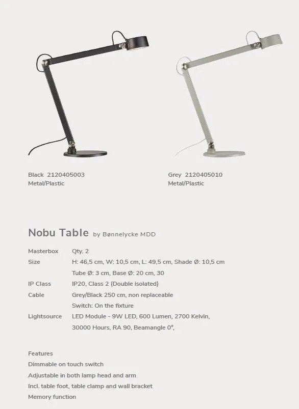 Lampa 3 in 1, lampa de birou sau aplica de perete moderna NOBU gri