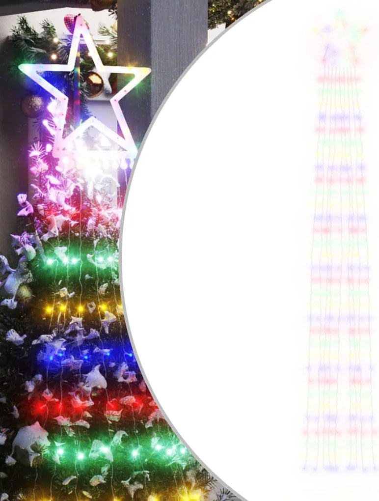 vidaXL Instalație brad de Crăciun 320 LED-uri, multicolor, 375 cm