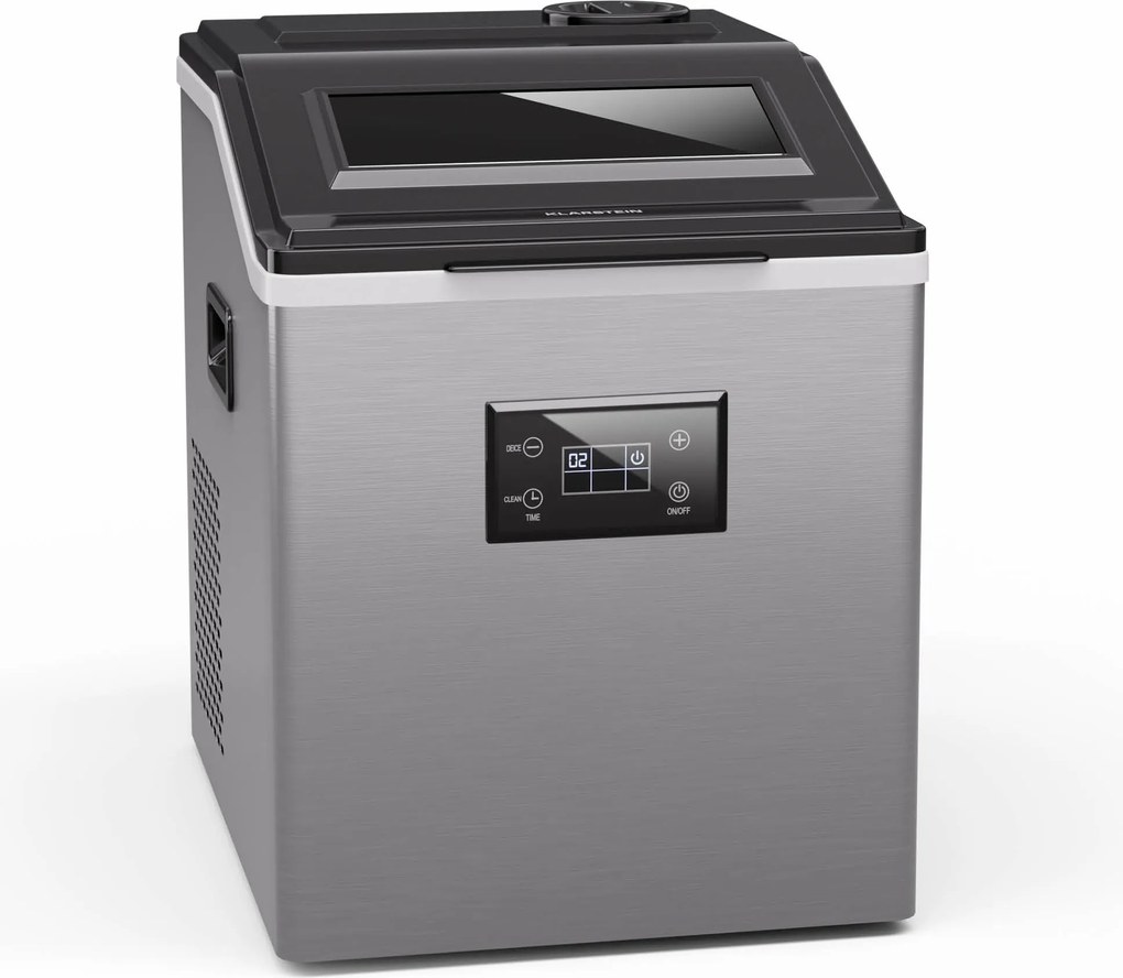 Klarstein FrostMaster, producător de gheață, 40 kg cuburi de gheață pe zi, carcasă din oțel inoxidabil, afișaj cu LED, inclusiv cupă de gheață