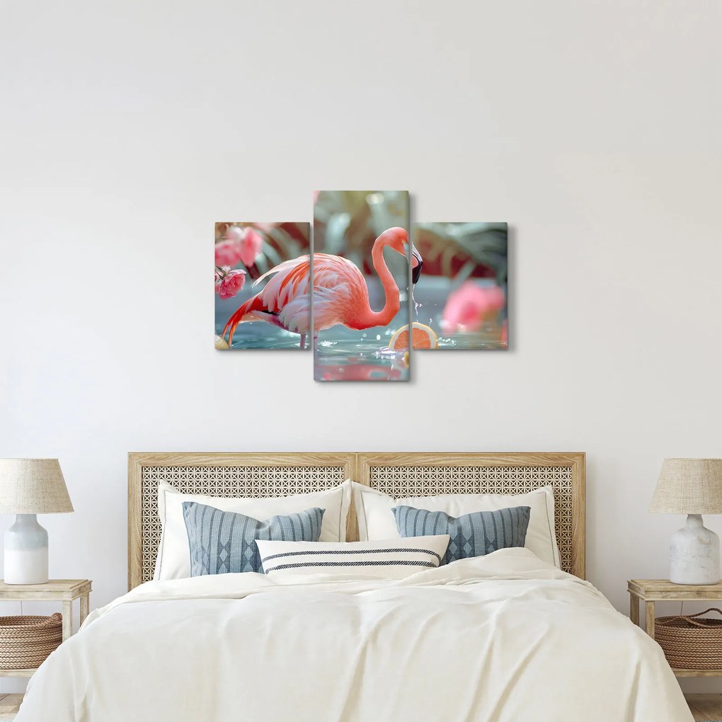 Tablou - Flamingo în iaz (90x60 cm)