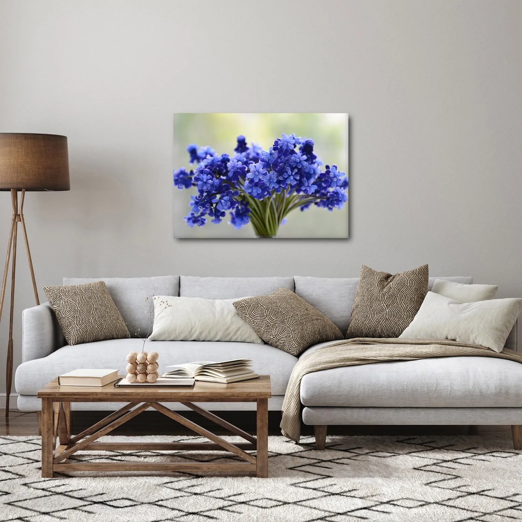 Tablou buchet cu flori albastre (70x50 cm)