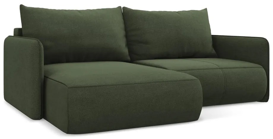 Colțar verde extensibil/cu spațiu de depozitare (cu colț pe partea stângă) Nanea – Makamii