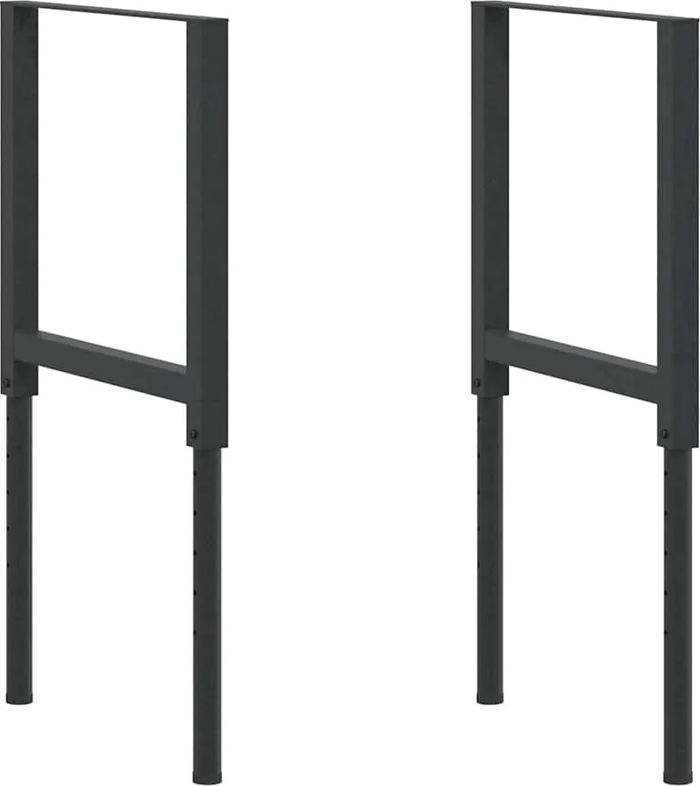 vidaXL Cadre banc lucru reglabile 2 buc. negru 55x(69-95,5) cm metal